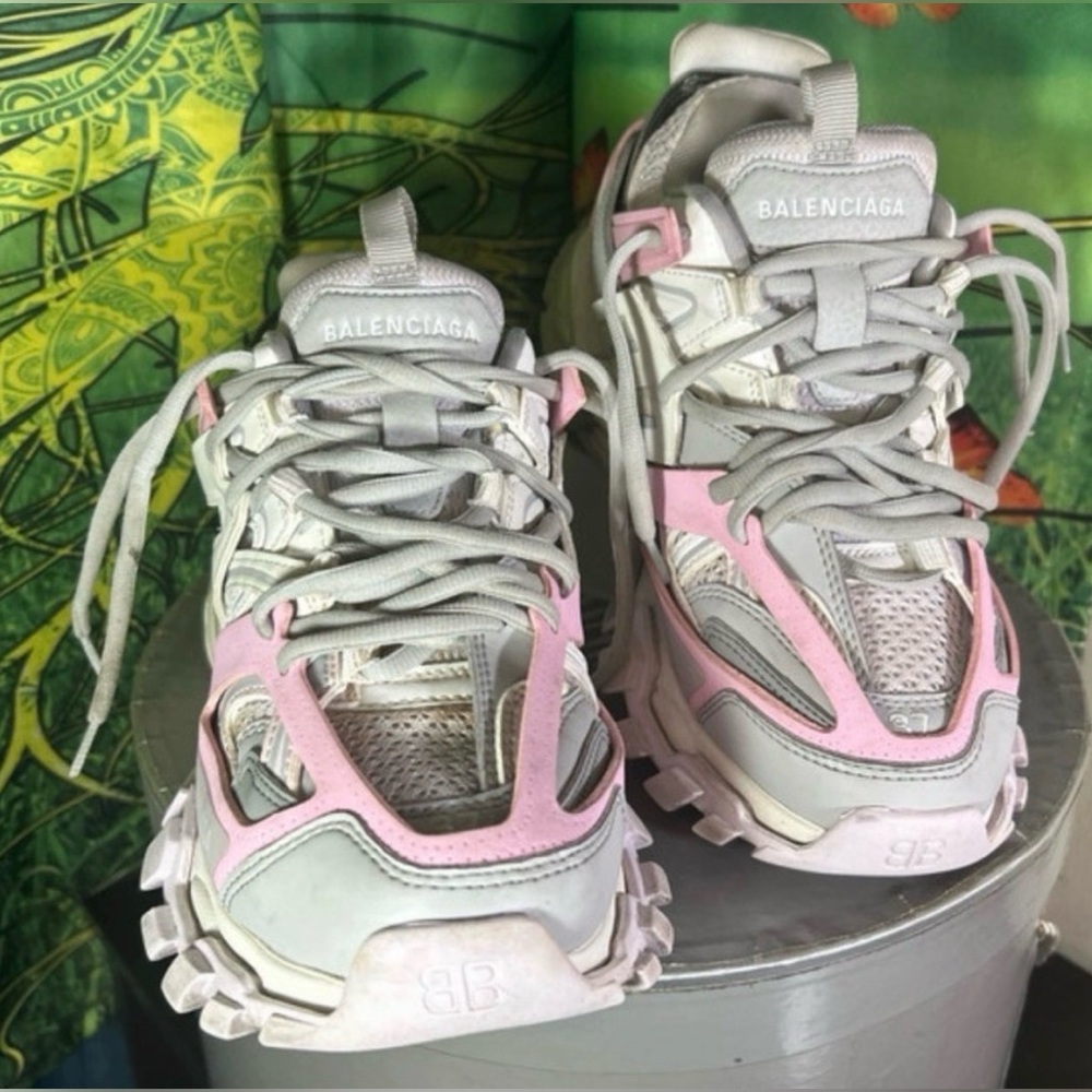 Balenciaga Authentic LED Track Sneakers in Gray and Pink with COA No Box-ON SALE
